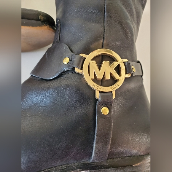 Michael Kors Fulton Harness Riding Boots Pull On Tall Black Rain Snow Size 10 M - Picture 9 of 15